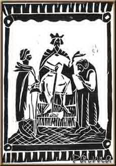 Linómetszet, 20cm x 15cm